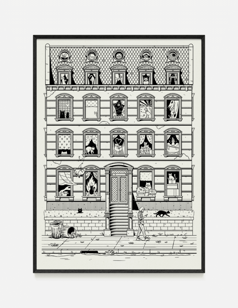 plakat do kolorowania KOTKI W OKIENKACH 50×70 cm