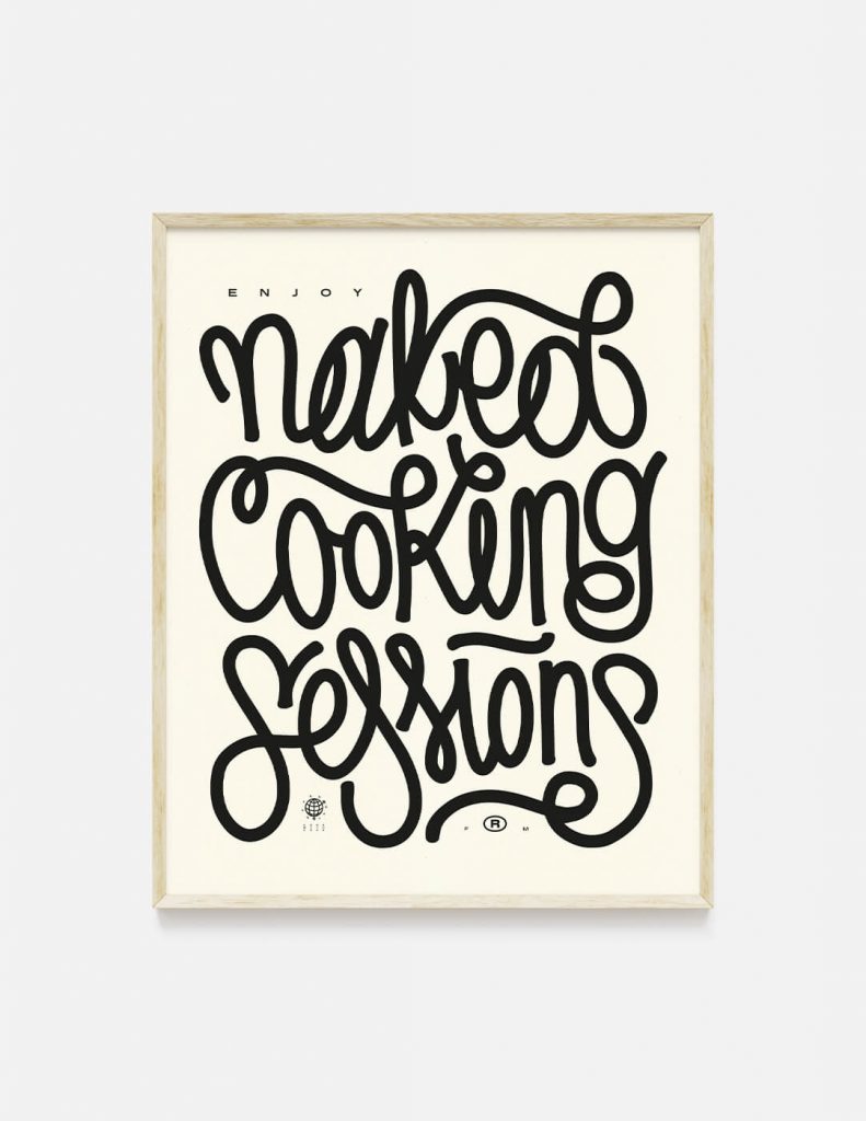 plakat NAKED COOKING SESSIONS biały