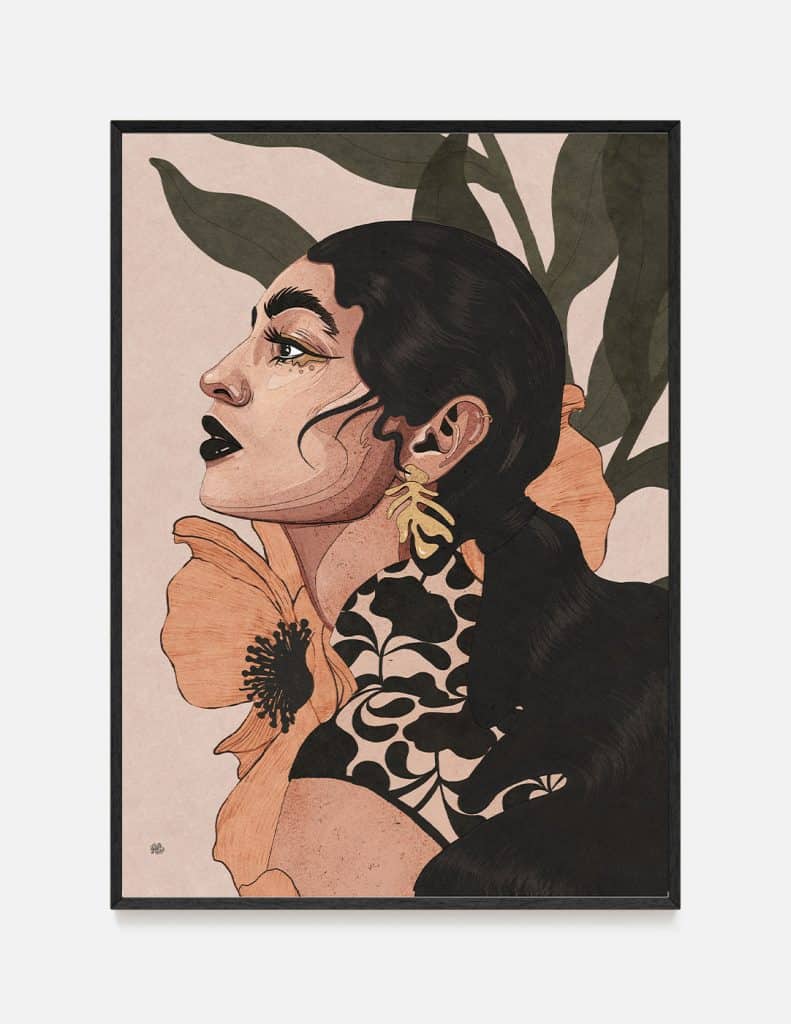 plakat WOMEN WITH ORANGE FLOWER
